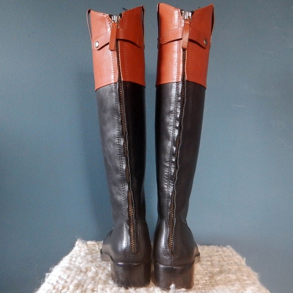 Halston Heritage Barbara Two-Tone Leather Boots - Picture 5 of 8
